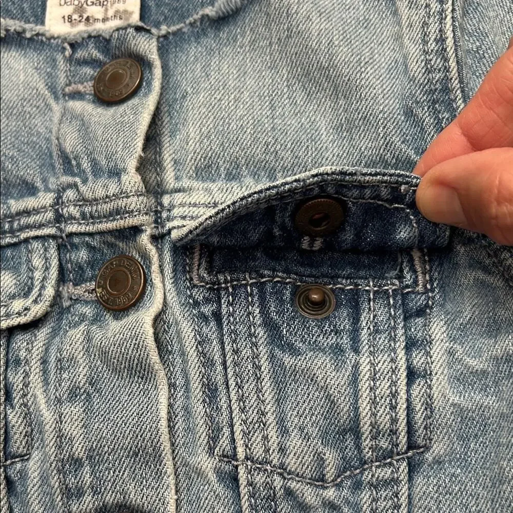 GAP Light Blue Kids Jean Jacket with Fun Patches, Size 18-24 Months